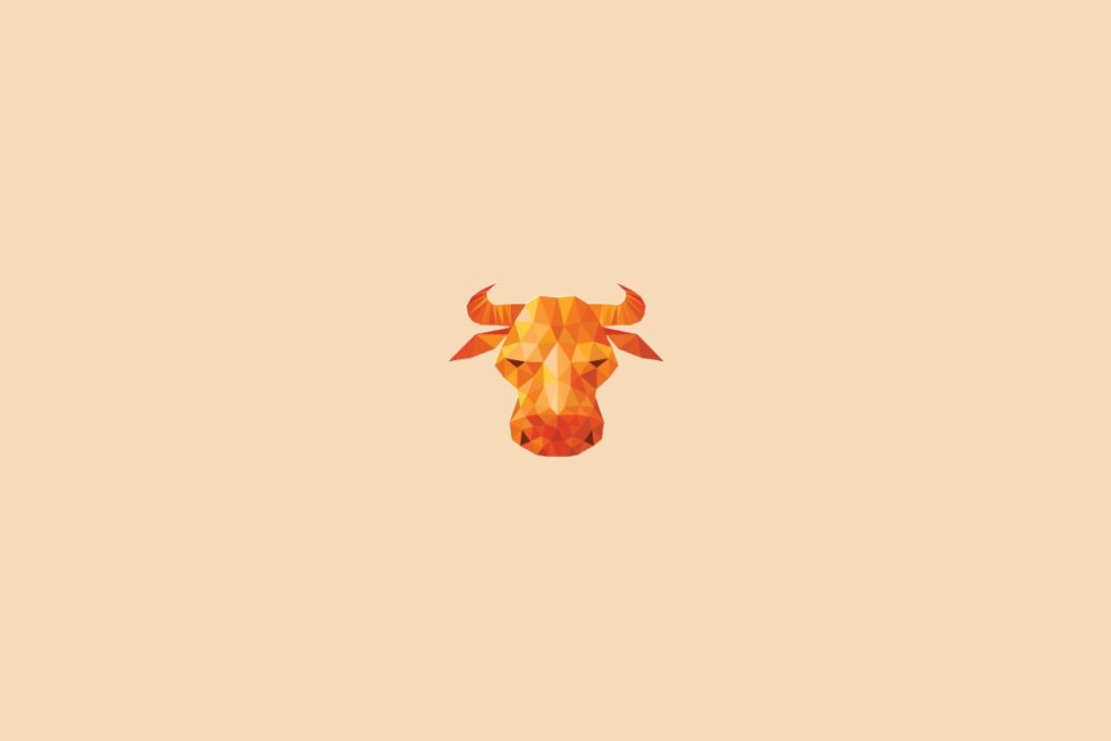 Ilustração do signo de touro, na cor laranja, centralizado em um fundo laranja-claro