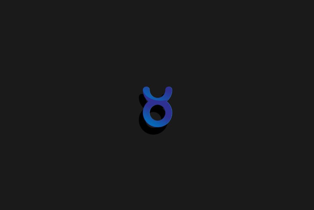 Símbolo do signo de touro na cor azul e centralizado em um fundo preto