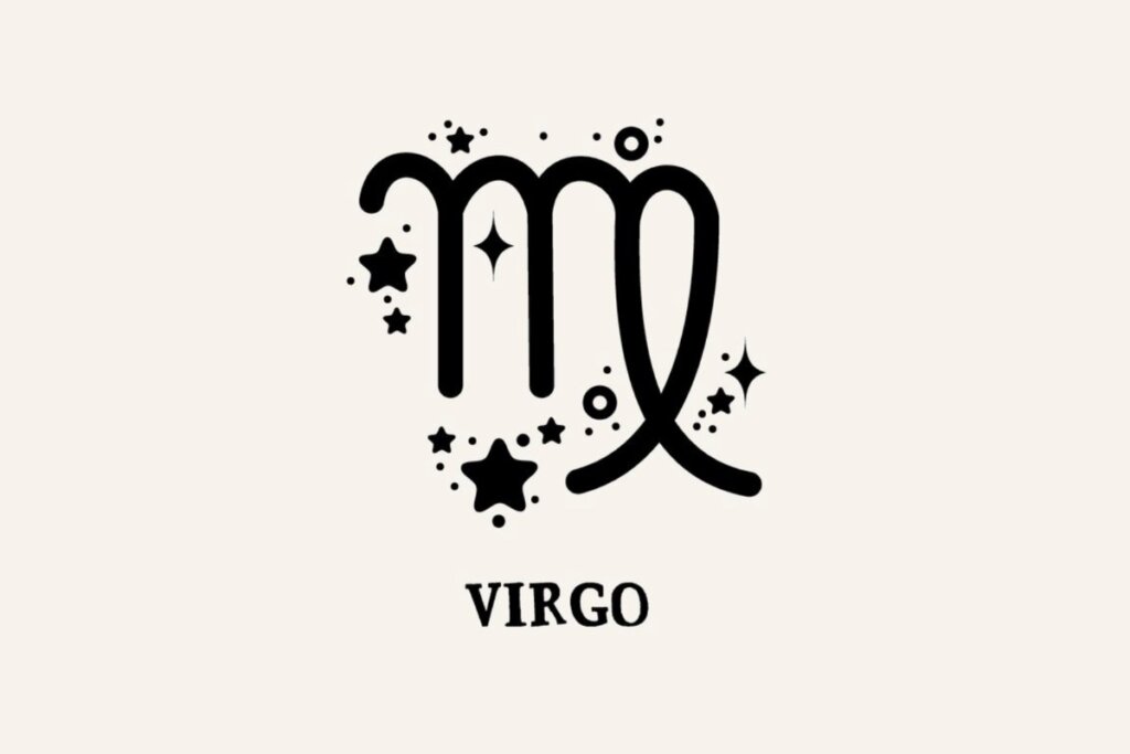Ilustração com estrelas do signo de Virgem em um fundo bege