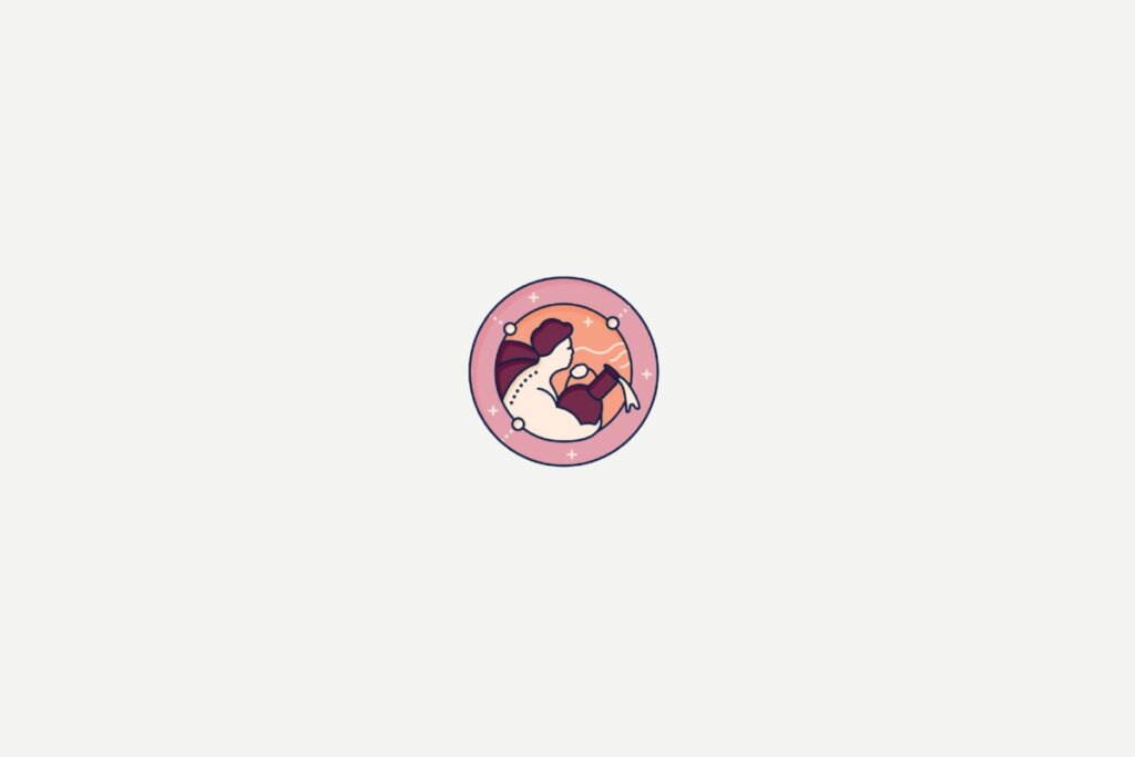Ilustração do signo de Aquário dentro de um círculo rosa