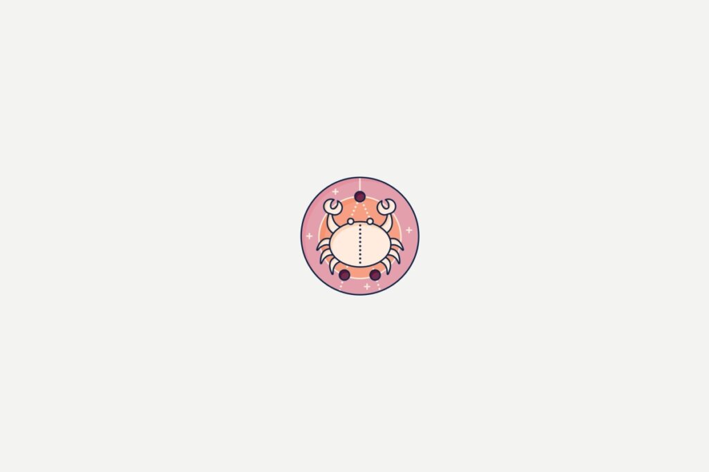 Ilustração do signo de Câncer dentro de um círculo rosa