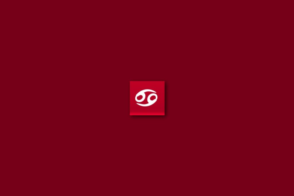 Ilustração do signo de câncer em um fundo vermelho