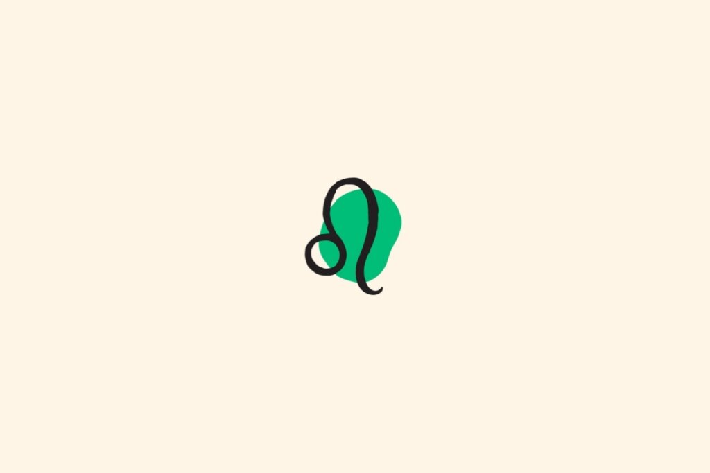 Símbolo de leão preto sobre um círculo verde, em fundo bege