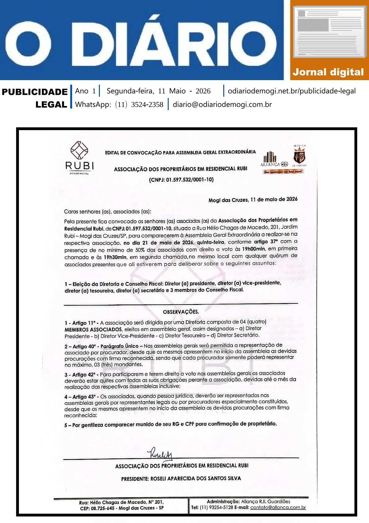 Segunda-feira, 11 de Maio 2026