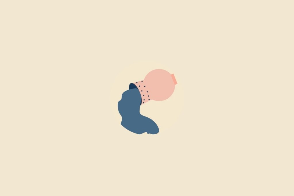 Ilustração do signo de aquário em azul sobre um fundo bege