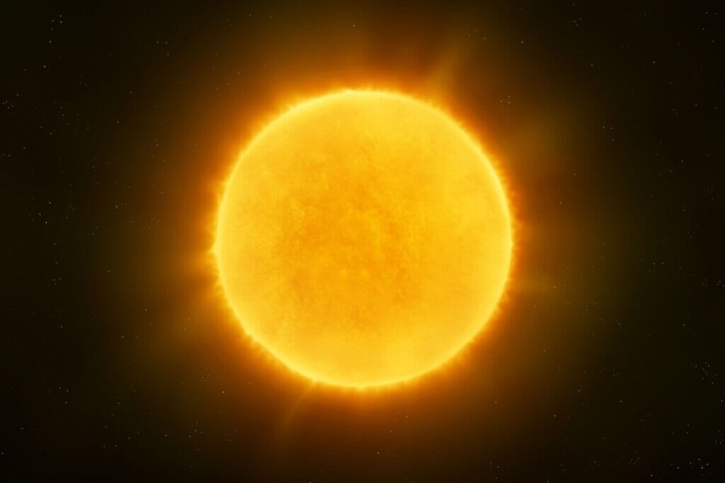 Ilustração do Sol em fundo preto 
