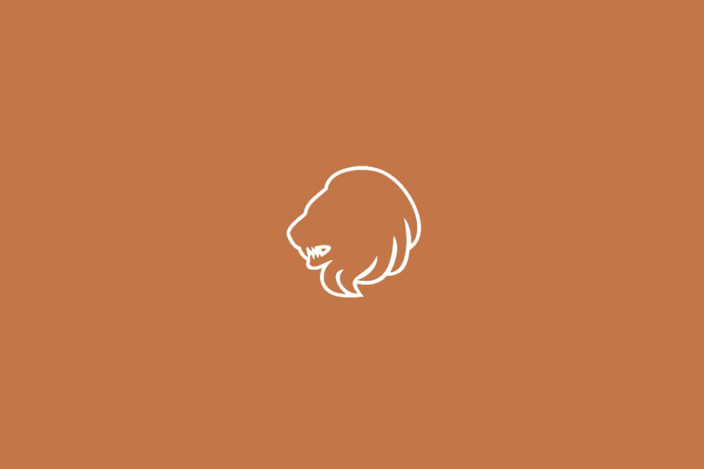 Ilustração do signo de Leão em fundo amarronzado com a cabeça de um leão