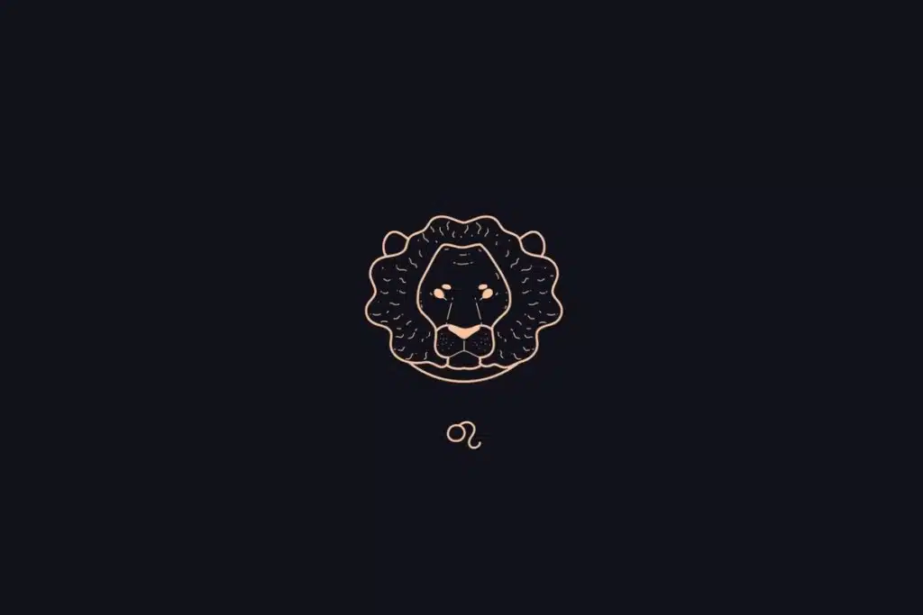 Ilustração do signo de Leão em um fundo preto
