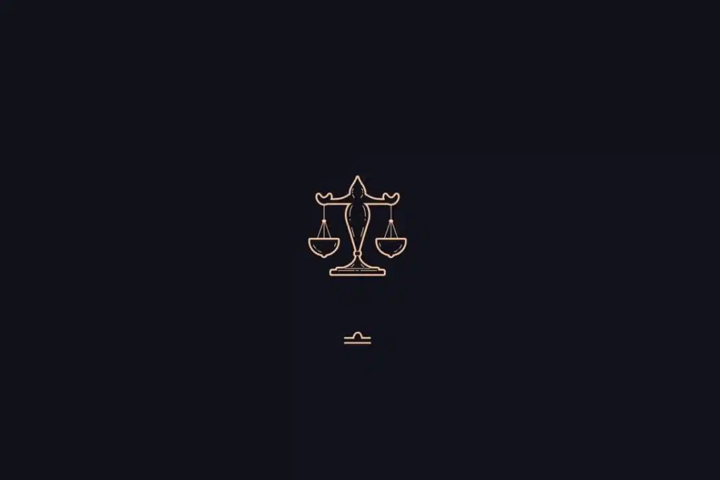 Ilustração do signo de Libra em um fundo preto