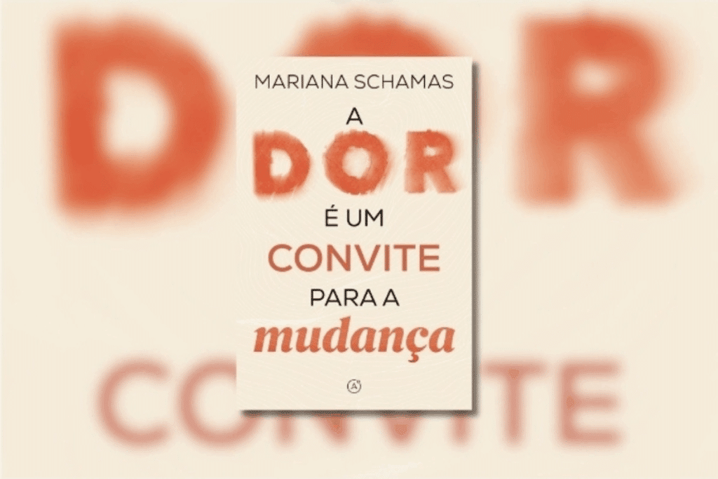Capa do livro "A dor é um convite para a mudança", com o nome do livro em laranja sobre fundo bege-claro