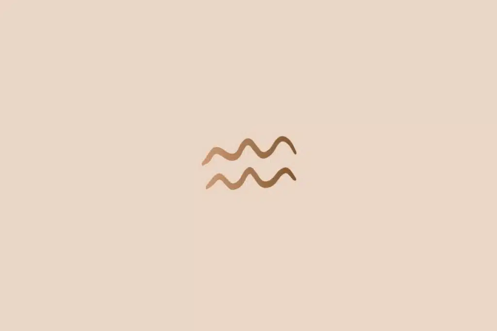 Ilustração do signo de aquário na cor marrom em um fundo bege-claro