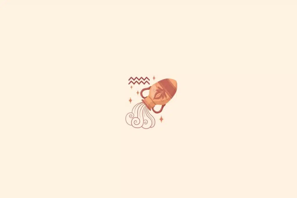 Ilustração do signo de aquário com estrelas em um fundo bege