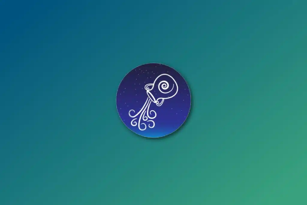 círculo azul com ilustração branca de um jarro representando o signo de aquário sobre fundo verde
