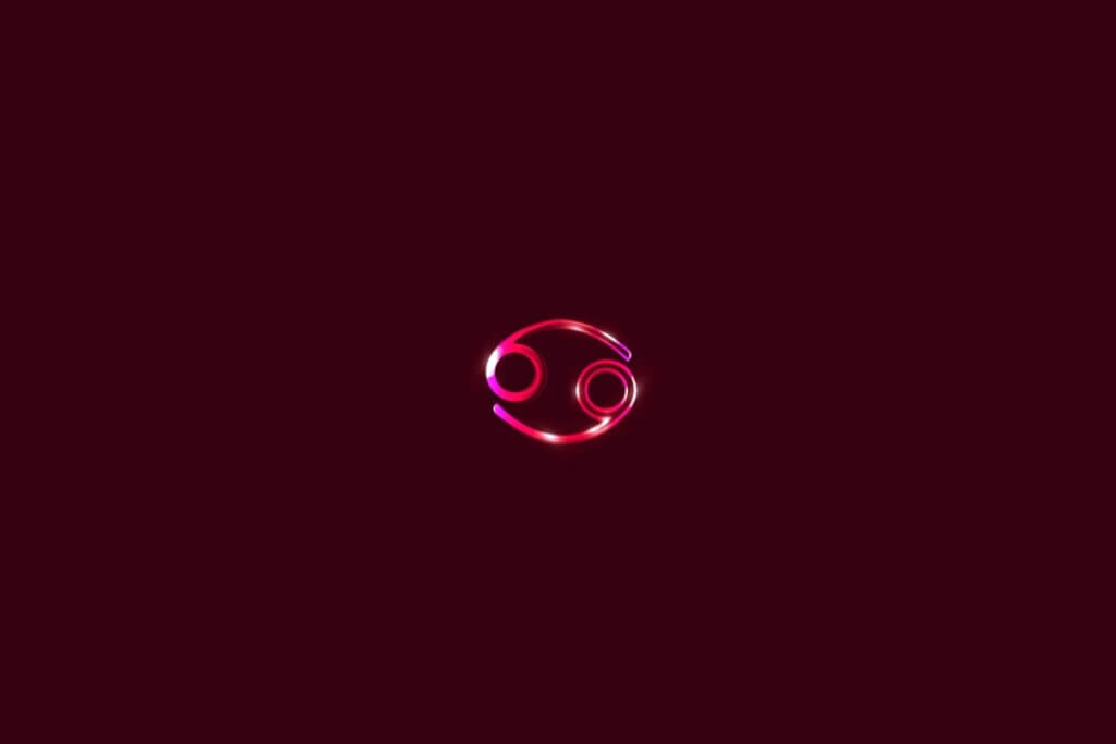 Ilustração do signo de câncer rosa em um fundo vermelho