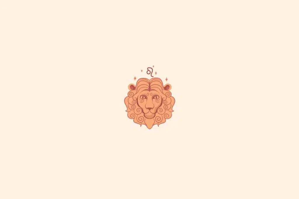 Ilustração do signo de leão com estrelas em um fundo bege