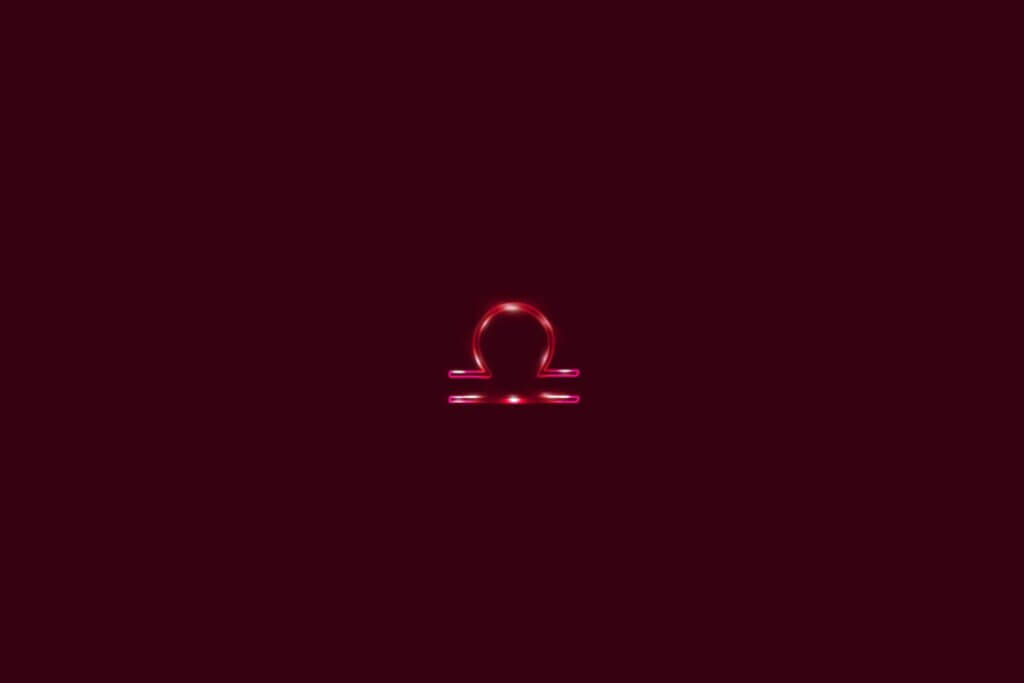 Ilustração do signo de libra rosa em um fundo vermelho