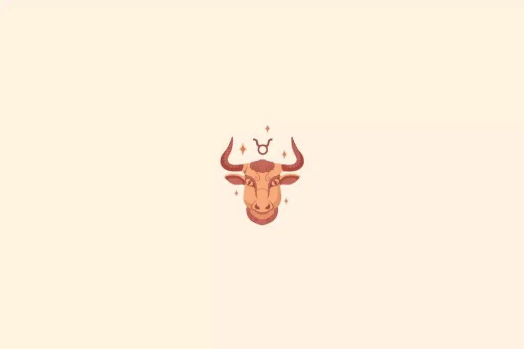 Ilustração do signo de touro com estrelas em um fundo bege