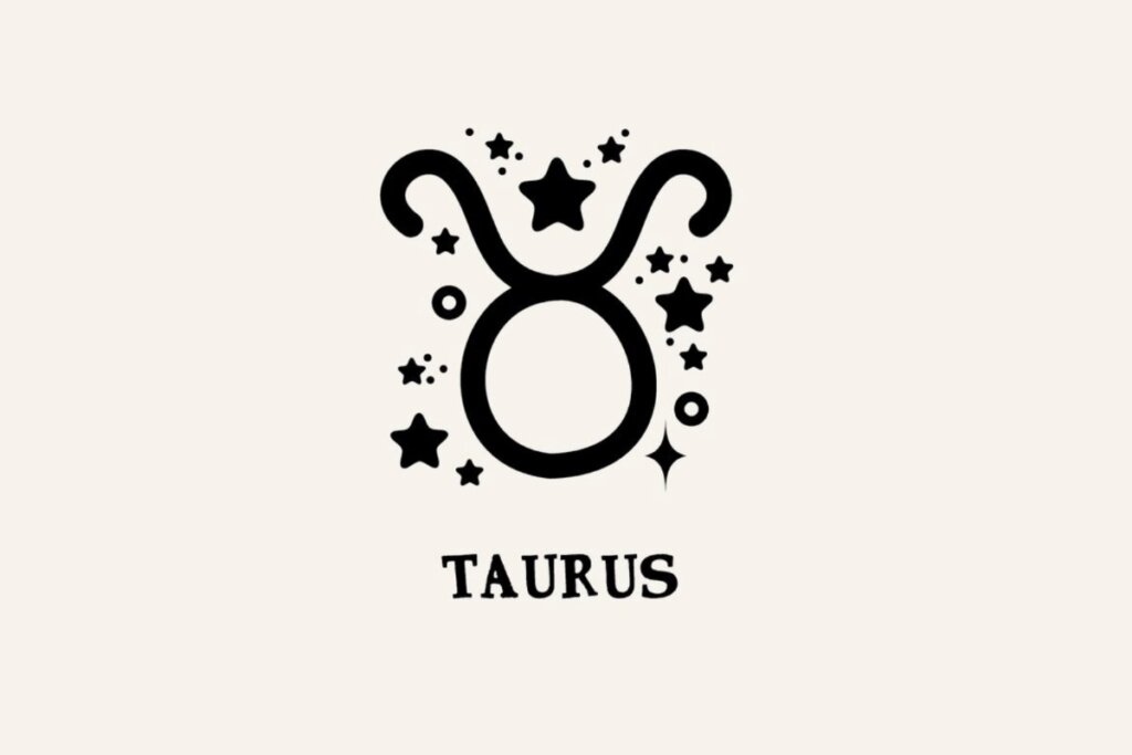 Ilustração com estrelas do signo de Touro em u fundo bege