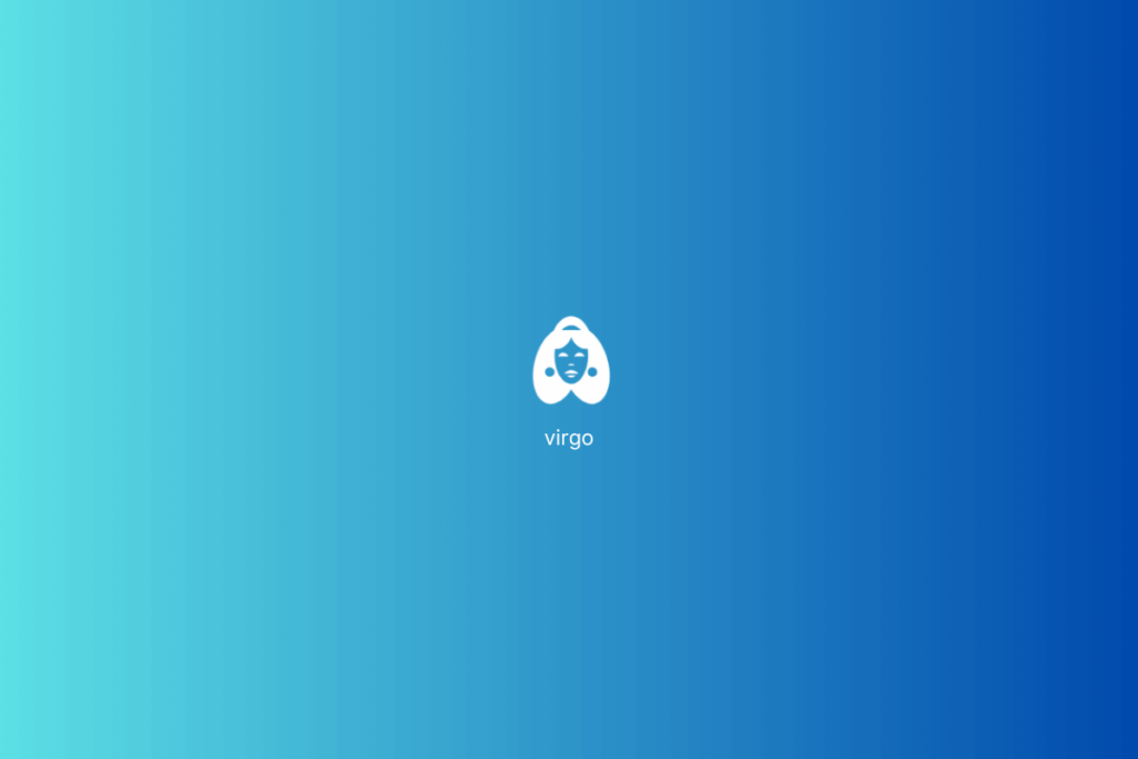 Símbolo do signo de Virgem em branco em fundo em tons de azul