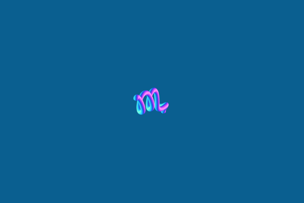 Símbolo do signo de Escorpião em tons de azul e roxo em fundo azul