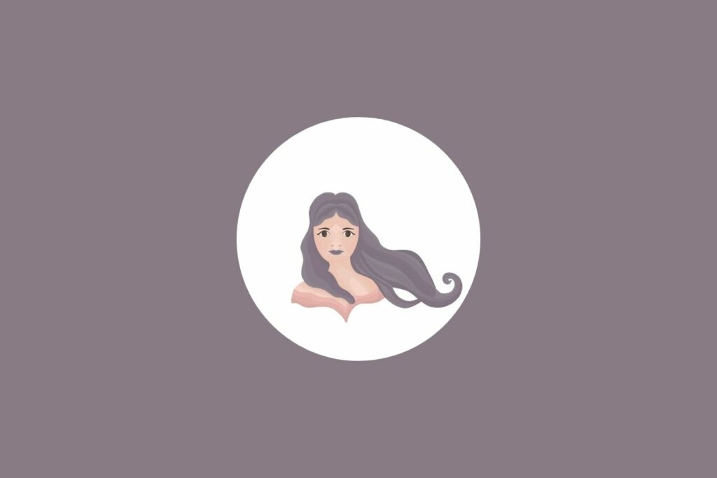 Ilustração de uma mulher em um círculo branco sobre um fundo marrom-claro
