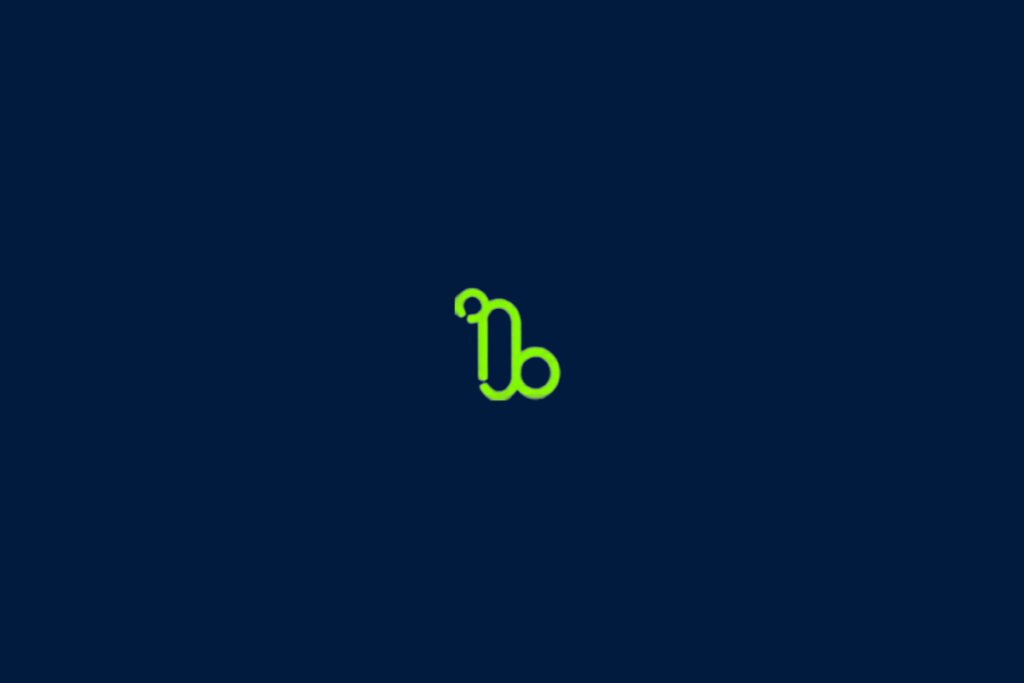 Símbolo de Capricórnio desenhado com linhas curvas e formas arredondadas, centralizado sobre um fundo azul-marinho uniforme. O símbolo está em verde-limão vibrante.